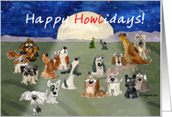 Happy Howlidays Cartoon Dogs card