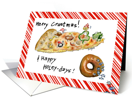 Merry Crustmas & Happy Holey-days Humor Cartoon Food card (867561)