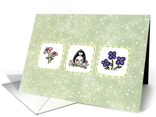 Spring Flower Penguin card (79326)