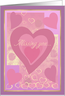 Pink Hearts Missing You Card