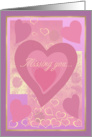 Pink Hearts Missing You Card