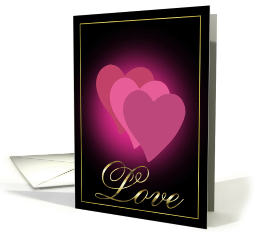 Textured Pink Hearts Love Gold card (107021)