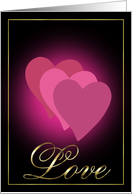 Textured Pink Hearts Love Gold card