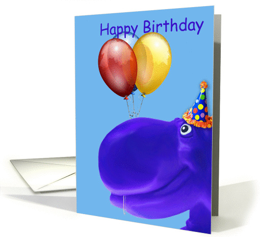 Happy Hippo Blue Birthday card (79983)