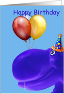 Happy Hippo Blue Birthday Card