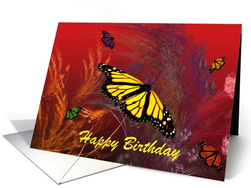 Butterfly Garden Red Birthday card (80043)