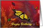 Butterfly Garden Red Birthday card