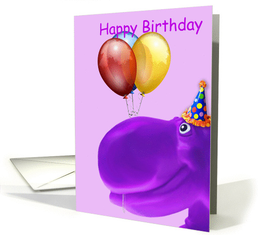 Happy Hippo Purple Birthday card (80069)