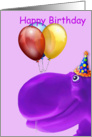 Happy Hippo Purple Birthday card