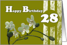 Happy 28th Birthday, White orchids on green card