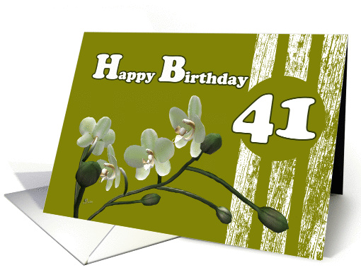 Happy 41st Birthday, Orchid flower White orchids floral on green card