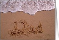 sand writting Dad sandwritten happy birthday card