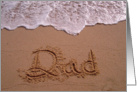 sand writting Dad sandwritten happy birthday card