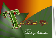 Driving Instructor Thank you card sincere gratitude T for thank-you card