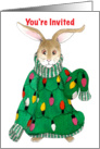 Tacky Christmas Sweater Party Invitation Bunny card