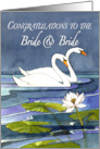 Bride & Bride Wedding Congrats Midnight Swans card