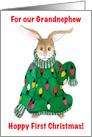 Grandnephew, 1st Christmas - Ugly Christmas Sweater Bunny card