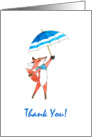 Baby Boy Shower Thank You - Red Fox with Blue Umbrella card