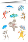 Baby Boy Shower Blue Umbrella Animals card