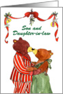 Son & Daughter-in-law, Christmas Eve Anniversary -Mistletoe Bears card