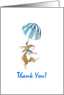Blue Umbrella Bunny Thank You card