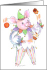 Juggling Jester Pig Oops Belated Birthday Wish card