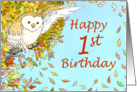 Happy 1st Birthday - Autumn Owl card