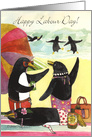 Labour Day Penguin Beach card