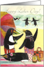 Labor Day Penguin Beach Card