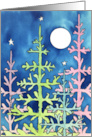 Christmas Happy Holiday Pine Forest with Winter Moon card