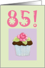 85th Birthday Rose Cupcake card