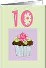 10 Birthday Rose Cupcake card