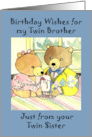 Birthday Wishes Soda Shoppe Bear Twin Brother from Twin Sis card