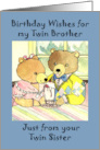 Birthday Wishes Soda Shoppe Bear Twin Brother from Twin Sis card
