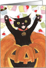 Halloween Birthday Invitation Cat card