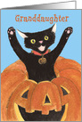 Granddaughter Halloween Jack O’Lantern Cat card