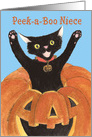 Niece Halloween Jack O’Lantern Cat card