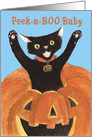 1st Halloween Peek-a-Boo Baby Jack O’Lantern Cat card