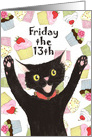Friday the 13th Birthday Cat card