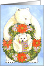 Polar Bear, Cub & Christmas Wreath card