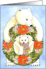 Polar Bear, Cub & Christmas Wreath card