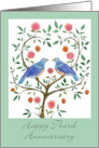 Happy 3rd Anniversary Blue Dove card