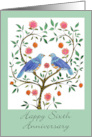 Happy 6th Anniversary Blue Dove card