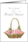 Invitation Bridal Shower Basket with Rose Petals card