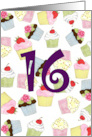 16th Birthday Cupcakes Galore card