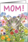 Mom! Birthday Striped Kitty card