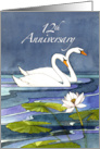 12th Wedding Anniversary Swans card
