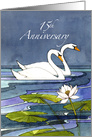 15th Wedding Anniversary Swans card