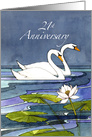 21st Wedding Anniversary Swans card