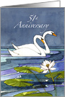 51st Wedding Anniversary Swans card